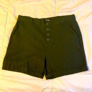 Dark Olive Linen Blend Shorts - Size M